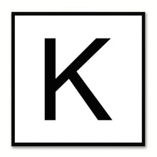 Load image into Gallery viewer, Alphabet K White Canvas Print Black Frame Kids Bedroom Wall Décor Home Art