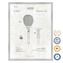 Load image into Gallery viewer, 1892 Tennis Racket Old Patent Art Print on Canvas Custom Framed Vintage Home Decor Wall Decoration Great for Gifts