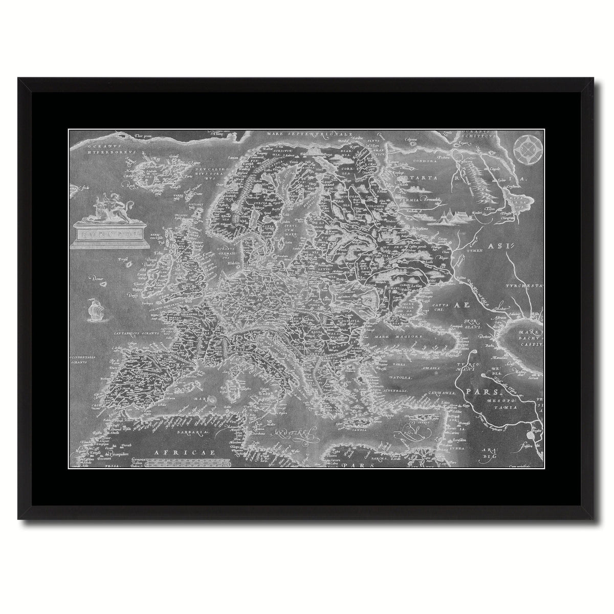 Europe Vintage Monochrome Map Home Decor Wall Art Bedroom Liviingroom ...