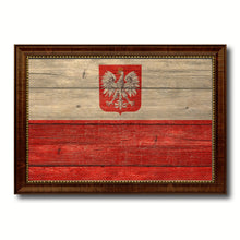 Load image into Gallery viewer, Poland Country Flag Texture Canvas Print with Brown Custom Picture Frame Home Decor Gift Ideas Wall Art Decoration
