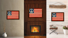 Load image into Gallery viewer, Peace Sign American Military Flag Vintage Canvas Print with Brown Picture Frame Gifts Ideas Home Decor Wall Art Decoration
