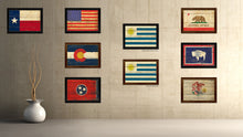Load image into Gallery viewer, Uruguay Country Flag Vintage Canvas Print with Brown Picture Frame Home Decor Gifts Wall Art Decoration Artwork