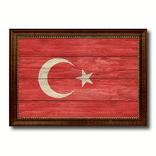 Load image into Gallery viewer, Turkey Country Flag Texture Canvas Print with Brown Custom Picture Frame Home Decor Gift Ideas Wall Art Decoration