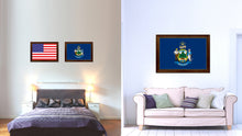 Load image into Gallery viewer, Maine State Flag Canvas Print with Custom Brown Picture Frame Home Decor Wall Art Decoration Gifts