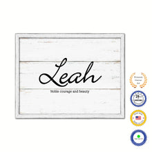 Load image into Gallery viewer, Leah Name Plate White Wash Wood Frame Canvas Print Boutique Cottage Decor Shabby Chic