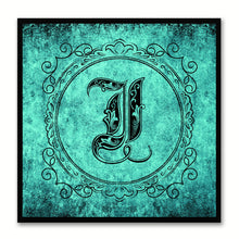 Load image into Gallery viewer, Alphabet I Aqua Canvas Print Black Frame Kids Bedroom Wall Décor Home Art