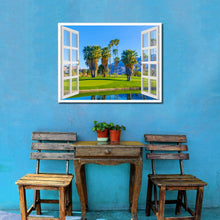 Load image into Gallery viewer, Palm Springs California Golf Course Picture French Window Framed Canvas Print Home Decor Wall Art Collection