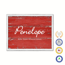 Load image into Gallery viewer, Penelope Name Plate White Wash Wood Frame Canvas Print Boutique Cottage Decor Shabby Chic
