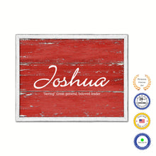 Load image into Gallery viewer, Joshua Name Plate White Wash Wood Frame Canvas Print Boutique Cottage Decor Shabby Chic