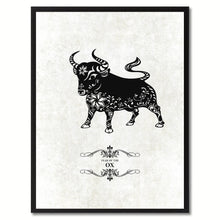 Load image into Gallery viewer, Zodiac Ox Horoscope Canvas Print, Black Picture Frame Home Decor Wall Art Gift Ideas