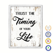Load image into Gallery viewer, Trust The Timing Of Your Life Vintage Saying Gifts Home Decor Wall Art Canvas Print with Custom Picture Frame
