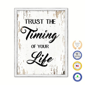 Trust The Timing Of Your Life Vintage Saying Gifts Home Decor Wall Art Canvas Print with Custom Picture Frame