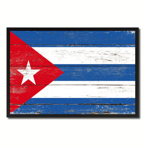 Cuba Country National Flag Vintage Canvas Print with Picture Frame Home Decor Wall Art Collection Gift Ideas