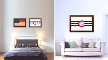 Load image into Gallery viewer, Cincinnati City Ohio State Flag Canvas Print Brown Picture Frame
