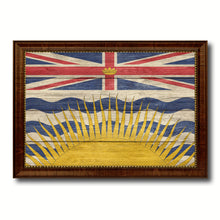 Load image into Gallery viewer, British Columbia Province City Canada Country Texture Flag Canvas Print Brown Picture Frame
