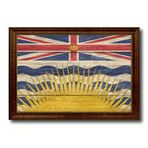 British Columbia Province City Canada Country Texture Flag Canvas Print Brown Picture Frame