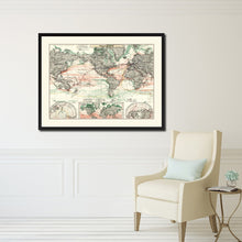 Load image into Gallery viewer, World Ocean Currents Vintage Antique Map Wall Art Home Decor Gift Ideas Canvas Print Custom Picture Frame
