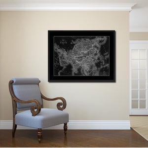 Asia Vintage Monochrome Map Canvas Print, Gifts Picture Frames Home Decor Wall Art