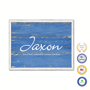 Jaxon Name Plate White Wash Wood Frame Canvas Print Boutique Cottage Decor Shabby Chic