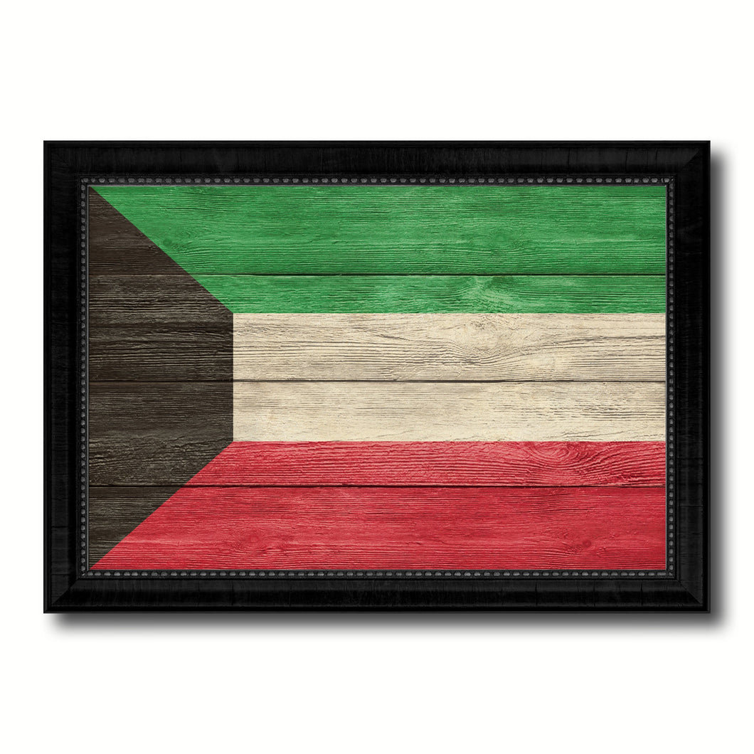 Kuwait Country Flag Texture Canvas Print with Black Picture Frame Home Decor Wall Art Decoration Collection Gift Ideas