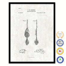 Load image into Gallery viewer, 1886 Fishing Trolling Spoon Bait Vintage Patent Artwork Black Framed Canvas Print Home Office Decor Great for Fisherman Cabin Lake House
