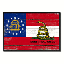 Load image into Gallery viewer, Gadsden Don&#39;t Tread On Me Georgia State Military Flag Vintage Canvas Print with Picture Frame Home Decor Man Cave Wall Art Collectible Decoration Artwork Gifts
