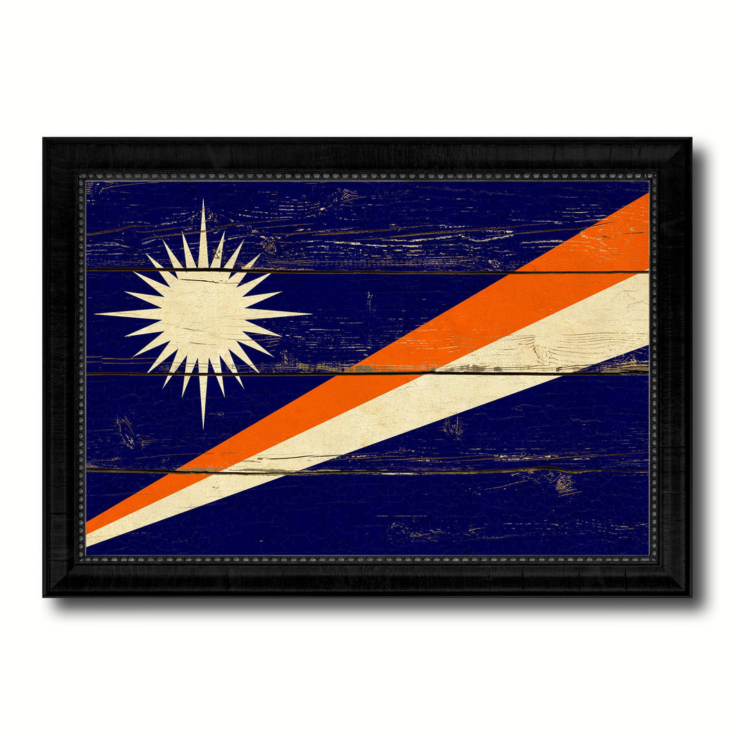 Marshall Islands Country Flag Vintage Canvas Print with Black Picture Frame Home Decor Gifts Wall Art Decoration Artwork