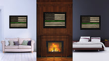 Load image into Gallery viewer, Thin Green Line Support Border Patrol American USA Flag Texture Canvas Print with Black Picture Frame Gift Ideas Home Decor Wall Art

