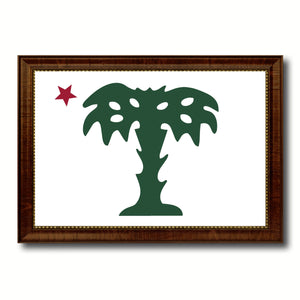 South Carolina Palmetto Guard Military Flag Canvas Print with Brown Picture Frame Home Decor Wall Art Gift Ideas
