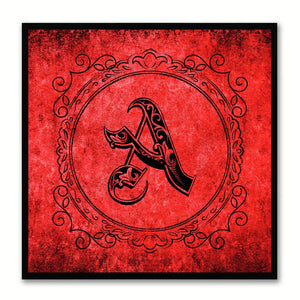 Alphabet A Red Canvas Print Black Frame Kids Bedroom Wall Décor Home Art