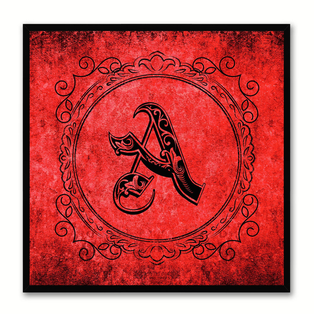 Alphabet A Red Canvas Print Black Frame Kids Bedroom Wall Décor Home Art