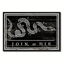 Load image into Gallery viewer, US Join or Die Snake Colonial Revolutionary War Military Flag Vintage Canvas Print with Picture Frame Home Decor Man Cave Wall Art Collectible Decoration Artwork Gifts
