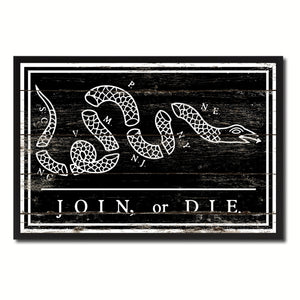 US Join or Die Snake Colonial Revolutionary War Military Flag Vintage Canvas Print with Picture Frame Home Decor Man Cave Wall Art Collectible Decoration Artwork Gifts