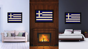 Greece Country Flag Vintage Canvas Print with Black Picture Frame Home Decor Gifts Wall Art Decoration Artwork