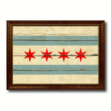 Load image into Gallery viewer, Chicago City Illinois State Vintage Flag Canvas Print Brown Picture Frame
