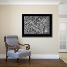 Load image into Gallery viewer, Land Vintage Monochrome Map Canvas Print, Gifts Picture Frames Home Decor Wall Art
