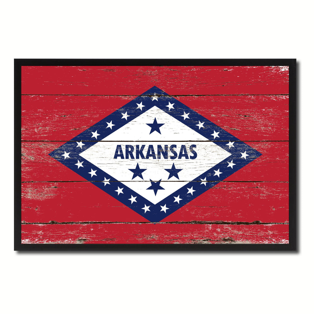 Arkansas State Flag Vintage Canvas Print with Black Picture Frame Home DecorWall Art Collectible Decoration Artwork Gifts