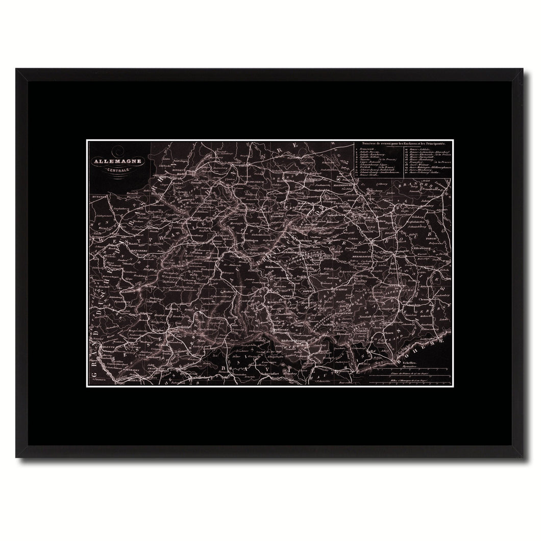 Central Germany Vintage Vivid Sepia Map Canvas Print, Picture Frames Home Decor Wall Art Decoration Gifts