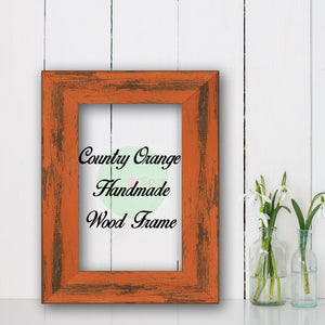 Country Orange Shabby Chic Home Decor Custom Frame Great for Farmhouse Vintage Rustic Wood Picture Frame