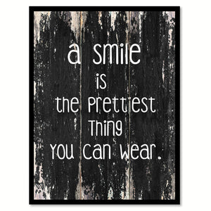 A smile is the prettiest thing you can wear Motivational Quote Saying Canvas Print with Picture Frame Home Decor Wall Art
