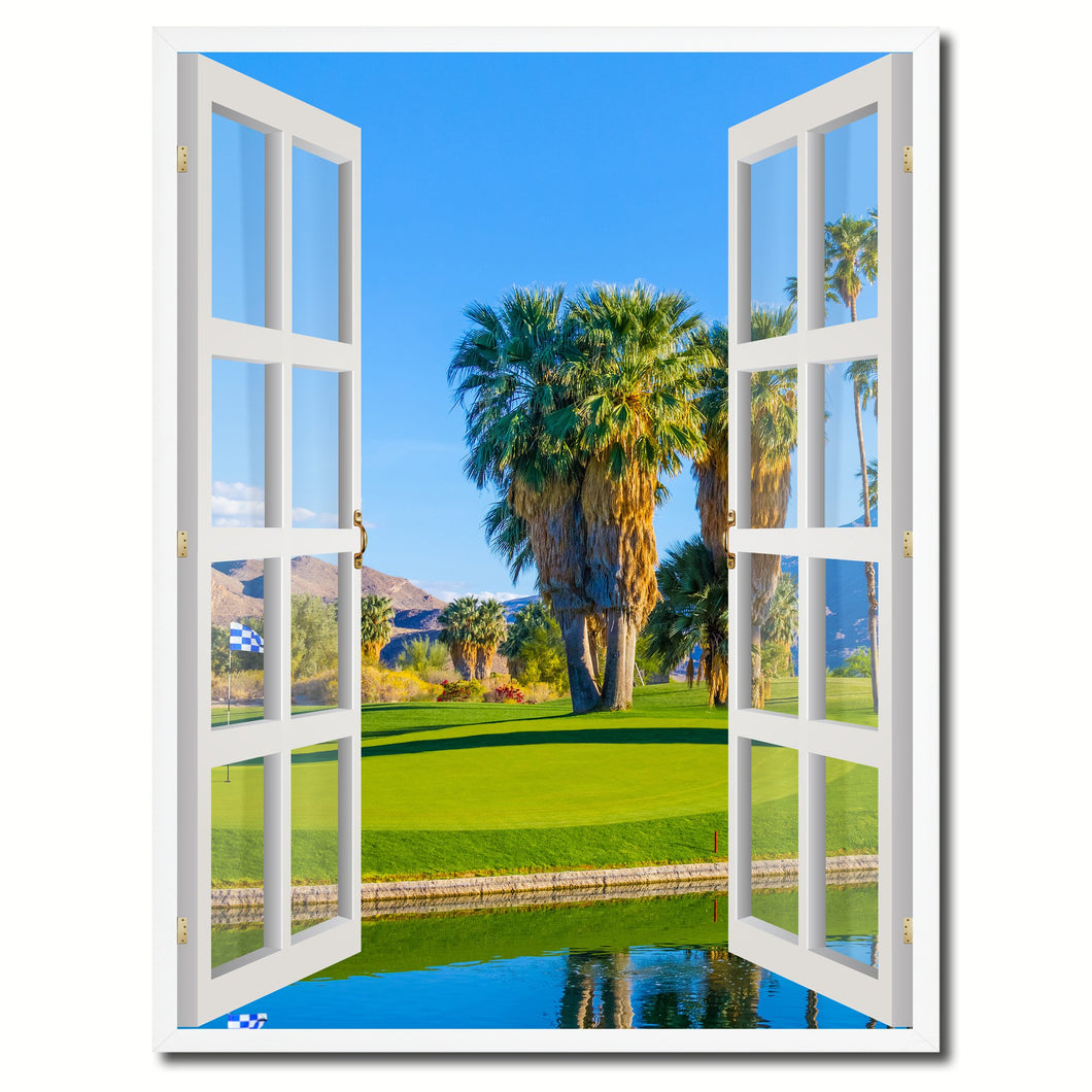 Palm Springs California Golf Course Picture French Window Canvas Print with Frame Gifts Home Decor Wall Art Collection