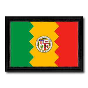 Los Angeles City California State Flag Canvas Print Black Picture Frame