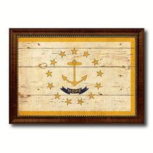 Load image into Gallery viewer, Rhode Island State Vintage Flag Canvas Print with Brown Picture Frame Home Decor Man Cave Wall Art Collectible Decoration Artwork Gifts
