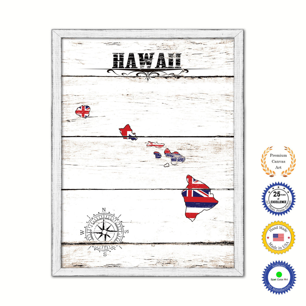 Hawaii Flag Gifts Home Decor Wall Art Canvas Print with Custom Picture Frame