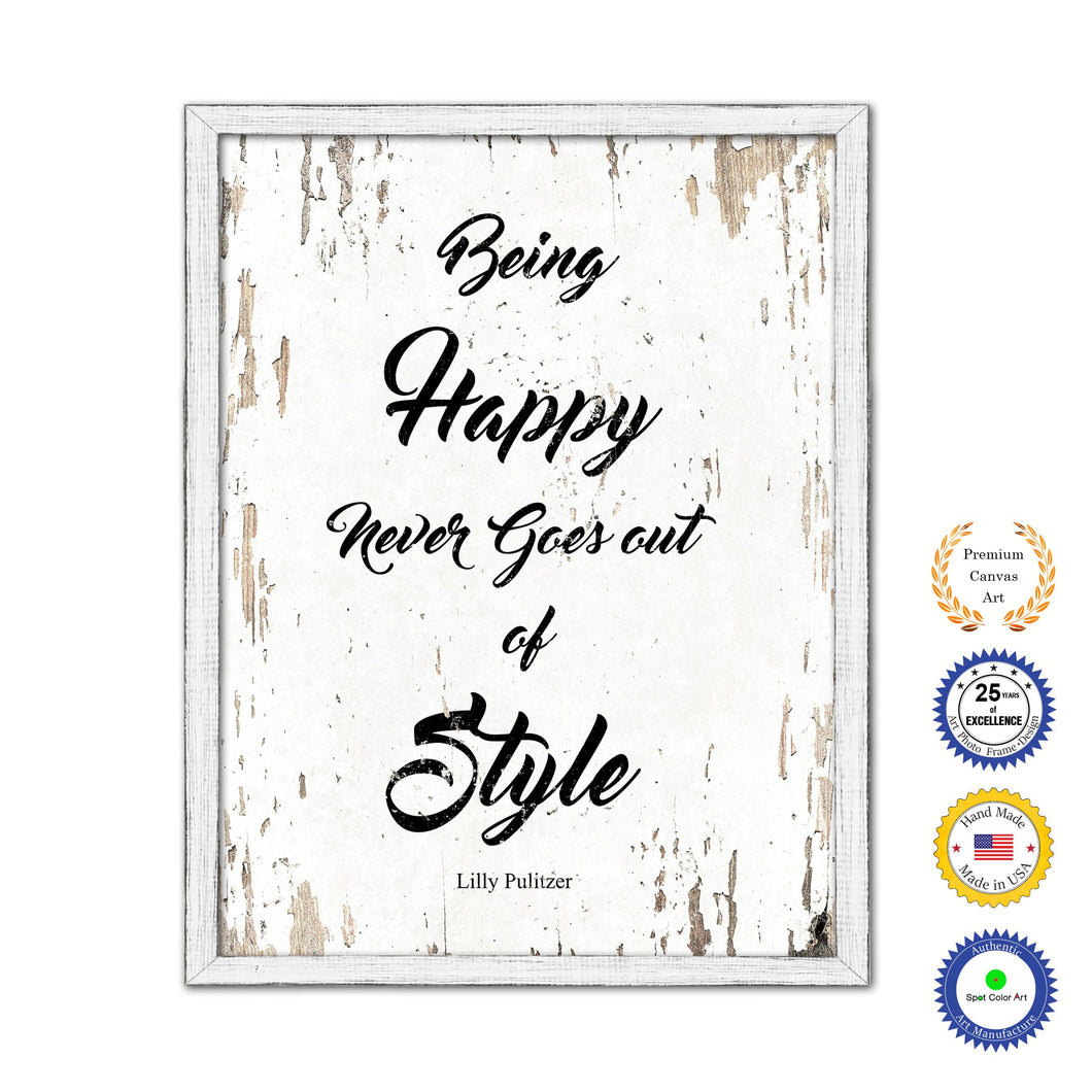 Being happy Vintage Saying Gifts Home Decor Wall Art Canvas Print with Custom Picture Frame