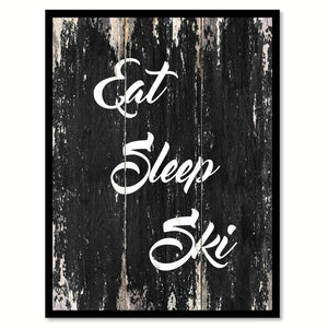 Eat sleep ski Funny Quote Saying Canvas Print with Picture Frame Home Decor Wall Art