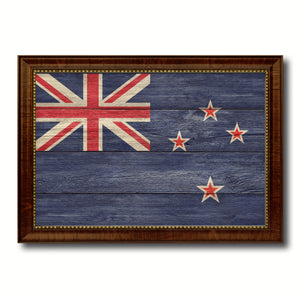 New Zealand Country Flag Texture Canvas Print with Brown Custom Picture Frame Home Decor Gift Ideas Wall Art Decoration