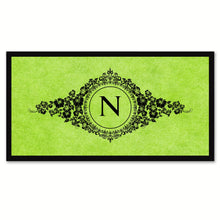 Load image into Gallery viewer, Alphabet Letter N Green Canvas Print, Black Custom Frame
