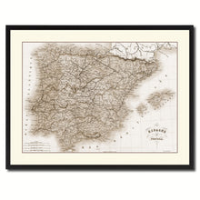 Load image into Gallery viewer, Spain Portugal Vintage Sepia Map Canvas Print, Picture Frame Gifts Home Decor Wall Art Decoration
