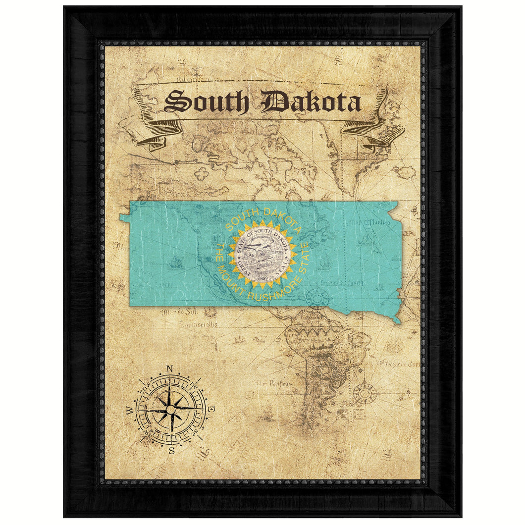 South Dakota State Vintage Map Gifts Home Decor Wall Art Office Decoration